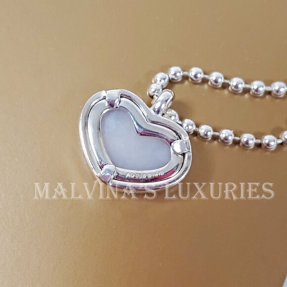 GUCCI NECKLACE STERLING SILVER LOVE BRITT OPAL INTERLOCKING G LOGO HEART PENDANT - Picture 7 of 9